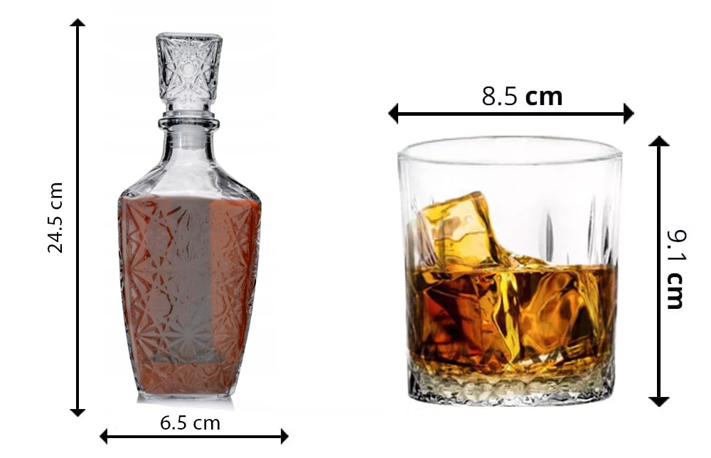 Zestaw do whisky karafka szklana 1000 ml + 6 niskich szklanek 280 ml